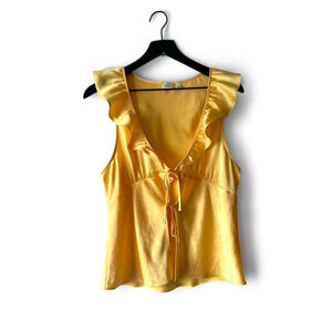 Aritzia Wilfred Tonka Satin Blouse Women's Size Large Sunflower Yellow